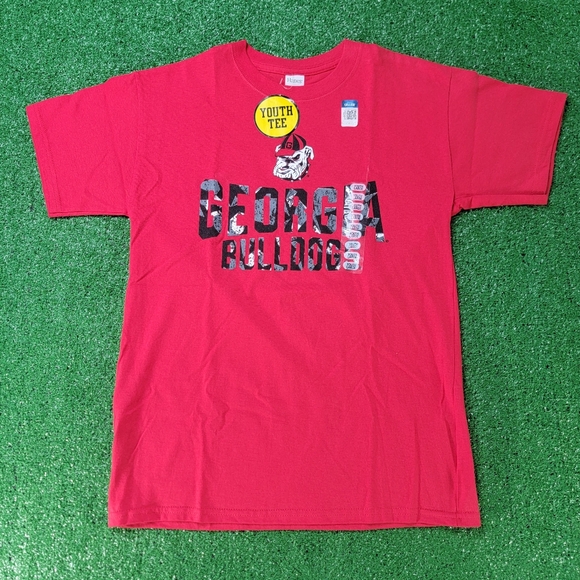 Georgia Bulldogs Kid's T Shirt Youth Size Large Red Black Camo White UGA New - Picture 1 of 6
